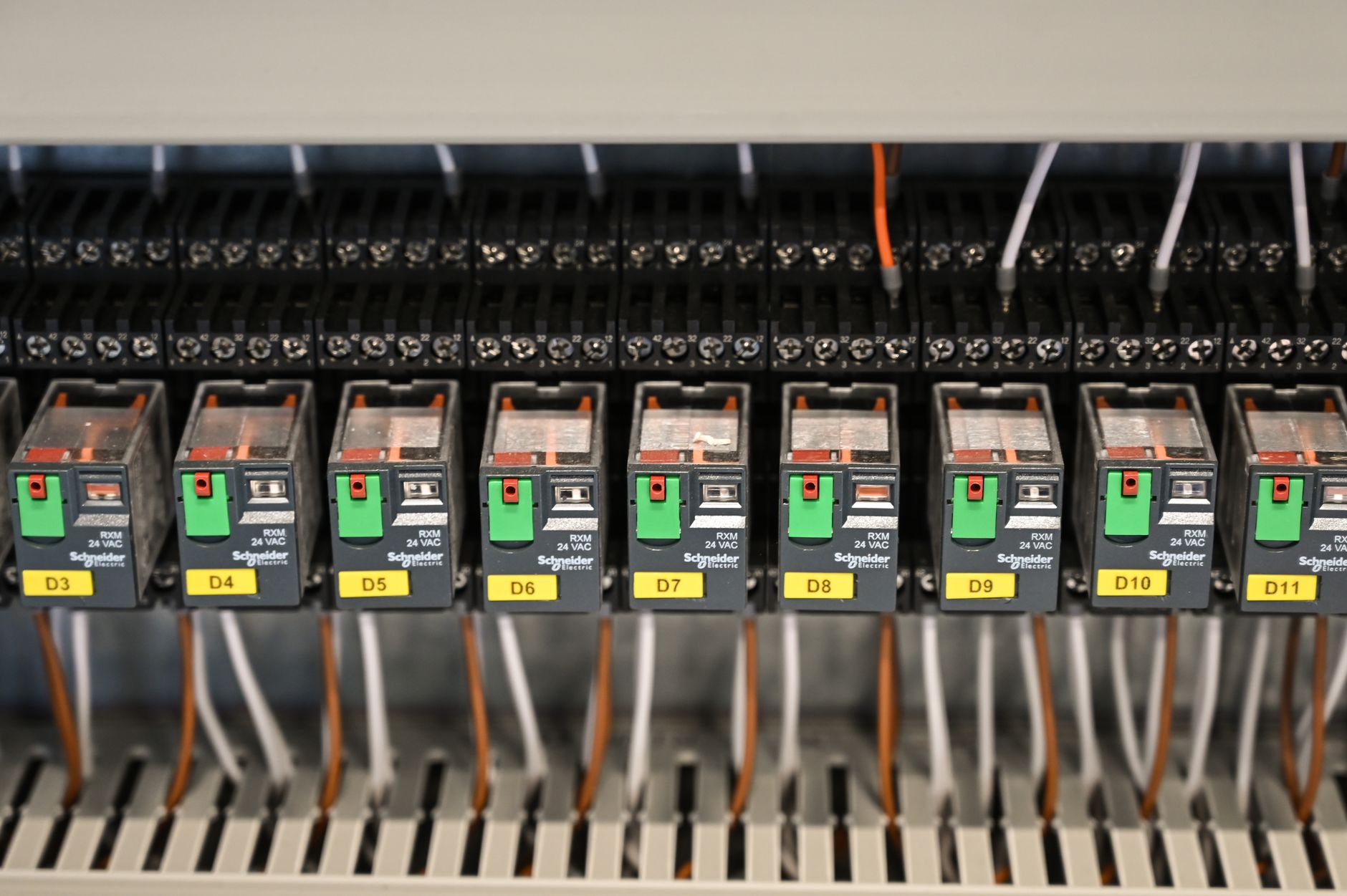 Row of industrial electrical controls